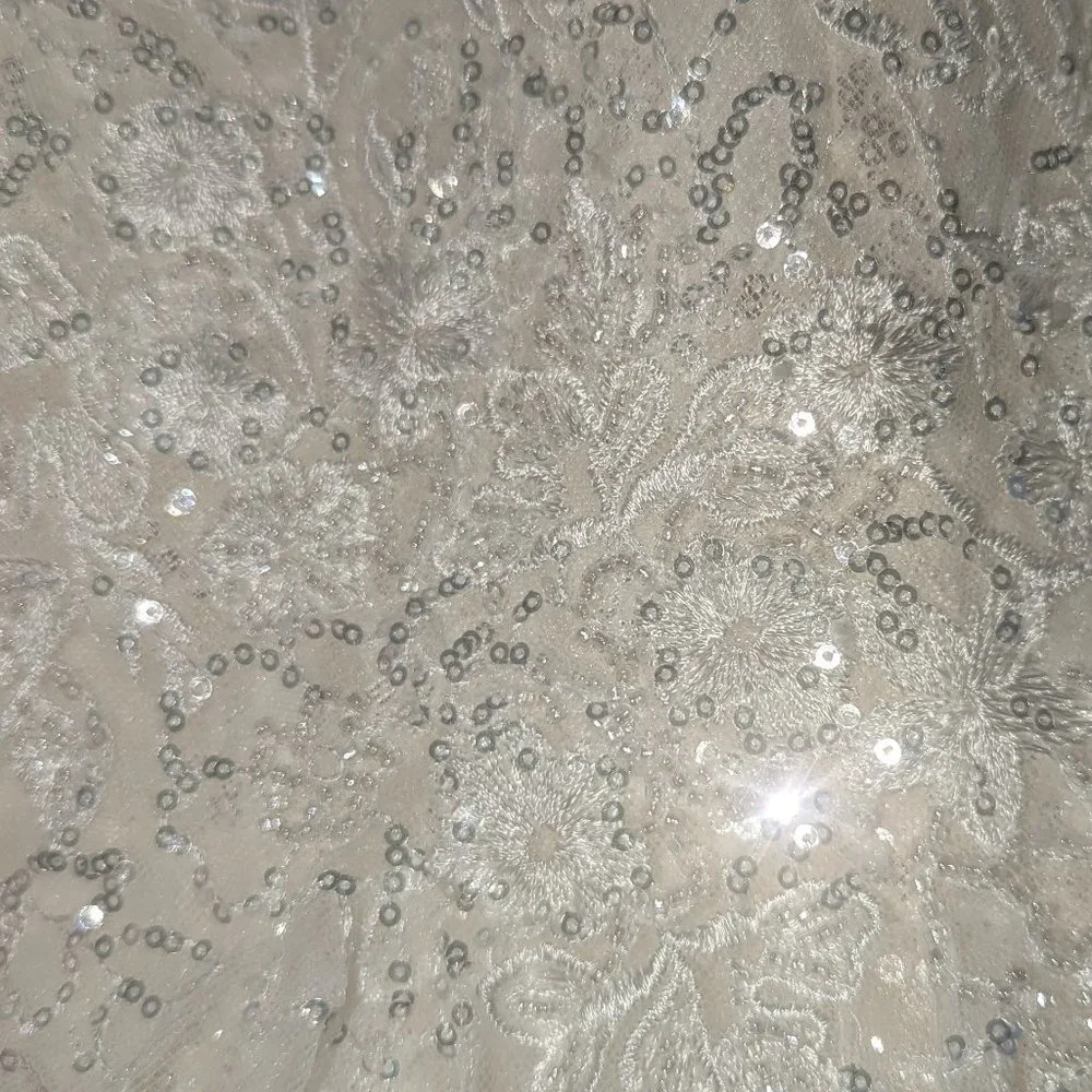 floral sequin feathered wedding dress Galina Signature size 18w - Picture 9 of 9